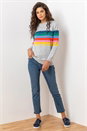 Grey Rainbow Stripe Print Jumper , Image 3 of 5