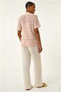 Pink Stripe Crochet Collar Knit Top, Image 2 of 7