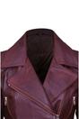 Brown Womens Long Leather Biker Jacket-Quito, Image 4 of 4