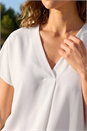 Ivory  Petite V-Neck Tuck Front Top, Image 4 of 4