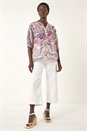 Purple Floral Print V-Neck Blouse, Image 2 of 5