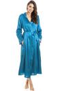 Teal Camille Lingerie Teal Full Length Long Sleeve Plain Satin Wrap, Image 1 of 5
