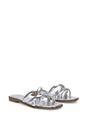 Silver XY LONDON Silver 'Fiona' Strappy Flat Open Toe  Sandal Mule Sliders, Image 3 of 5