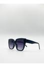 Black SVNX Black Oversized Plastic Frame Cateye Sunglasses, Image 2 of 6