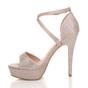 Rose Gold High Heel Crossed Straps Platform Sandals, Image 3 of 6