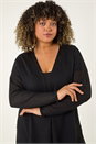 Black Curve Textured Longline Cardigan, Image 4 of 5
