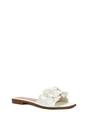 White XY LONDON White Flat Slip On Slider Sandals With Floral Detail, Image 2 of 6