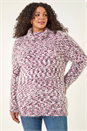 Purple Curve Fluffy Roll Neck Knit Jumper, Image 4 of 5