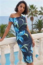 Navy  Dusk Floral Asymmetric Midi Dress, Image 1 of 4