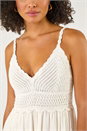 White Crochet Strappy Midi Dress, Image 5 of 5