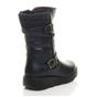 Navy Blue Low Wedge Heel Comfort Calf Biker Boots, Image 4 of 6