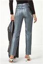 Pewter Metallic Coated Mom Style Trousers, Image 3 of 5