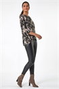 Black Abstract Print Stretch Jersey Top, Image 2 of 5