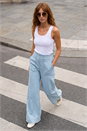 Light Denim Cotton Stretch Wide Leg Jean, Image 1 of 4