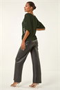 Dark Green Bow Hotfix Cold Shoulder Top, Image 3 of 5