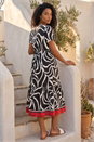 Black Linear Border Shirt Dress, Image 3 of 4