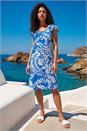 Blue Petite Printed Frill Shift Dress , Image 2 of 4