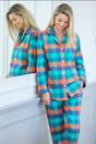 Multi "Acorn Squash" Check Brushed Cotton Pyjama Set, Image 3 of 3