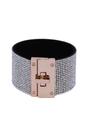 Multi Luxury Crystal-Studded Leather Cuff Bracelet, Image 3 of 4