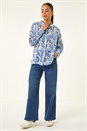 Blue Petite Floral Embroidered Blouse, Image 2 of 5