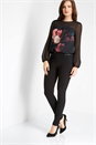 Black Ponte Stretch Zip Detail Trousers, Image 3 of 5