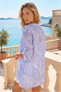 Lilac Linear Print Wrap Tunic Top, Image 2 of 4