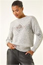 Grey Diamond Sparkly Knit Jumper, Image 1 of 5