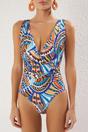 Multi Plunge Wrap Front Ruched Waist Swimsuit, Image 2 of 3