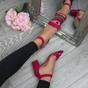 Fuchsia AJVANI Fuchsia Mid Block Heel Ankle Strap Sandals, Image 5 of 6