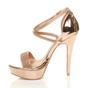 Rose Gold High Heel Crossed Straps Platform Sandals, Image 3 of 6