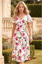 Ivory  Petite Floral V-Neck Midi Dress, Image 2 of 4