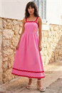 Pink Contrast Ric Rac Midi Dress, Image 1 of 4