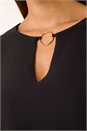 Black Ring Front Chiffon Overlay Tunic Top, Image 5 of 5