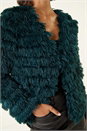 Teal Faux Fur Fluffy Layered Jacket, Image 5 of 5