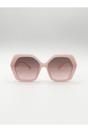 Pink Oversized Rounded Angular Sunglasses in Pink, Image 1 of 6