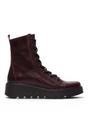 Wine Womens Leather Heel Combat Boots-TERY553, Image 1 of 5