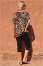 Natural  Animal Print V-Neck Top, Image 3 of 4