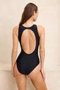 Black WOVCOR Black High Neck Mesh Panel Wrap Detail Swimsuit, Image 3 of 3