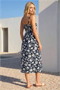 Navy  Floral Print Midi Sundress, Image 3 of 4