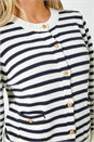 Navy  Petite Stripe Print Pocket Cardigan, Image 5 of 7