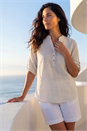 Stone Classic Stripe Button Front Top, Image 1 of 4