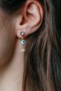 Gold The Colourful Aura Gold Tiny Pearl Zircon Evil Eye Dangle Stud Earrings, Image 1 of 2