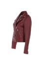 Burgundy 'Fia' Real Leather Biker Jacket Women Coat, Image 3 of 5