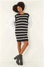 Black Striped Shirt Knit Dress, Image 1 of 5