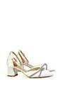 Ivory XY LONDON Ivory 'Sarah' Ankle Strap Pointed Toe Diamante Mid Block Heels, Image 2 of 5