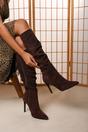 Dark Brown Goldie Slouch Knee High Heeled Boot with Zip, Image 2 of 2