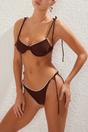 Brown Underwired Balconette Tie Side Bikini Set with Strappy Detail, Image 1 of 4