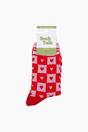 Pink Heart Checkerboard Bamboo Socks in Pink/Red, Image 4 of 4