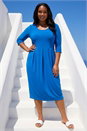 Royal Blue Curve Pocket Shift Midi Dress, Image 2 of 4