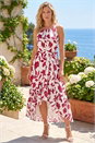 Red Floral Jacquard Halter Neck Dress, Image 1 of 4